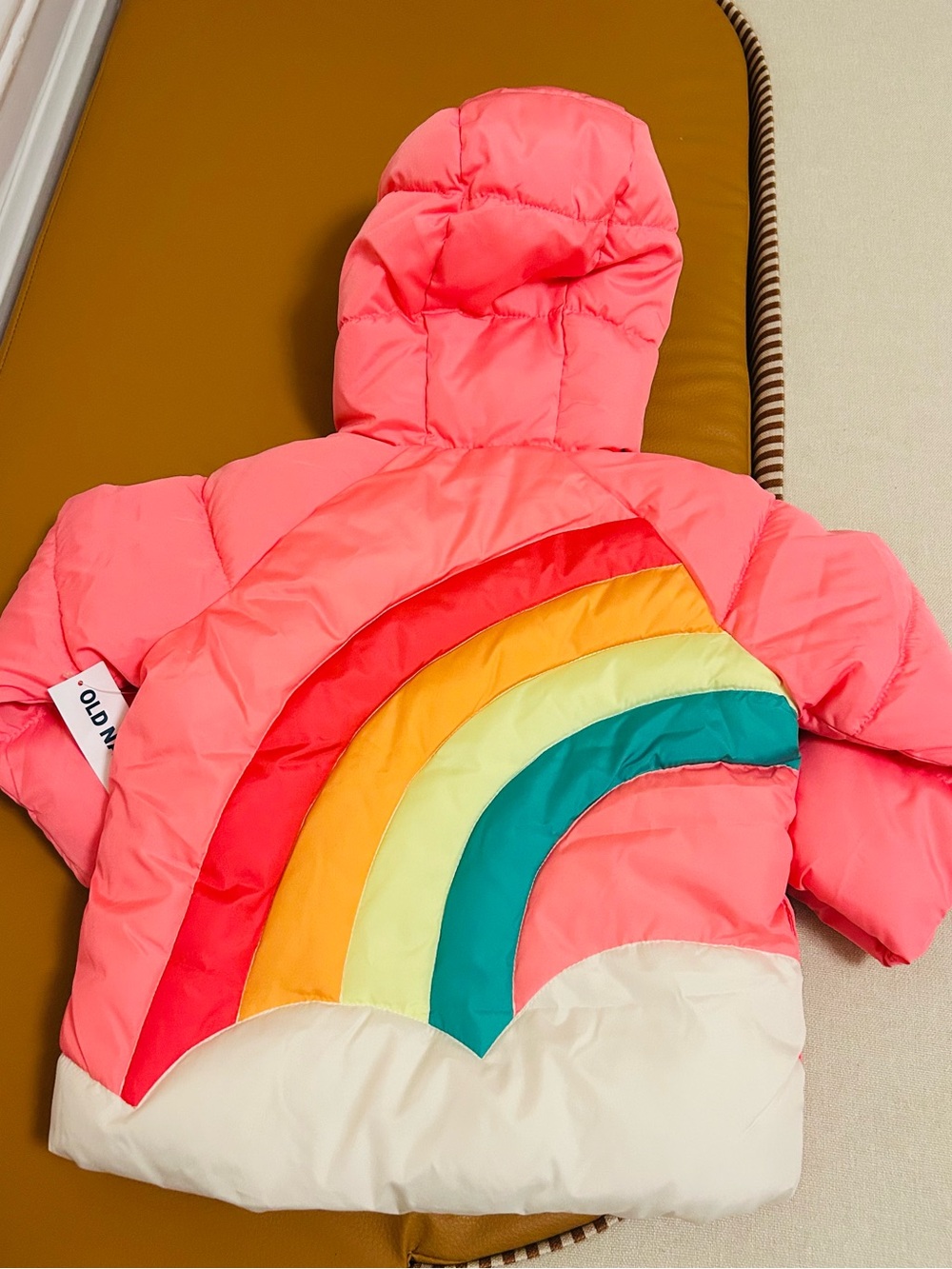 Old Navy Pink Rainbow Puffer Jacket
